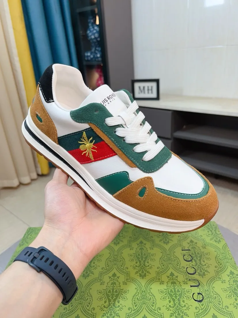 Men's shoes 💰420🌸🌸[GUCCI] Gucci's new spring and summer slip-on loafers with cartoon characters, Fendi F's low-cut trendy men's shoes, 😈The upper is made of Italian 🇮🇹 imported sheep suede with Lafayette embroidered leather, full pigskin lining, original rubber non-slip outsole! The style is high-profile and elegant, and the upper is versatile and fashionable. 🇱🇾🇱🇾A large number of ready-made and reposted pictures will be sold! 38-44,